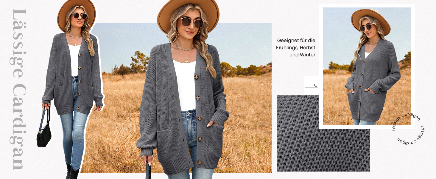 Жіночий в'язаний кардиган Zeagoo з довгим рукавом, вільний крій, V-подібний виріз, грубий в'язання, на кнопках, для осені/зими (зелений, S)