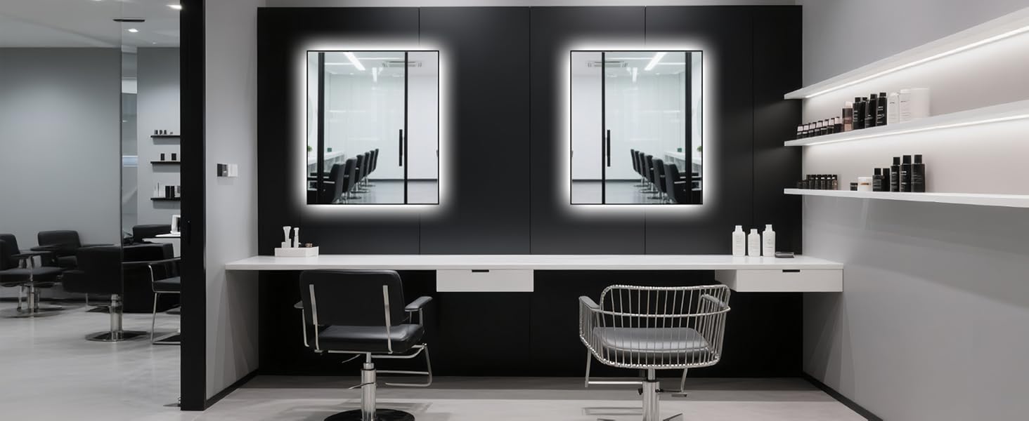 LED дзеркало для ванної кімнати з підсвічуванням 45x65 см, водонепроникне IP54, холодне біле світло 6500K, прямокутне, енергозберігаюче, біле