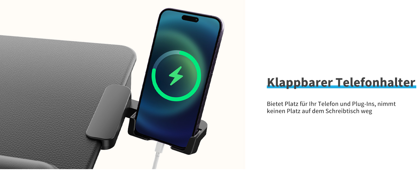 Підставка для ноутбука SAIJI з підставкою для зап'ястя та відділенням для телефону, для роботи в ліжку/на дивані, чорна