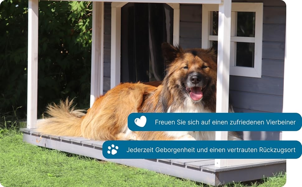 Будка для собак з масиву дерева, вологостійка, з дахом та вікном, розмір 130x118x108 см