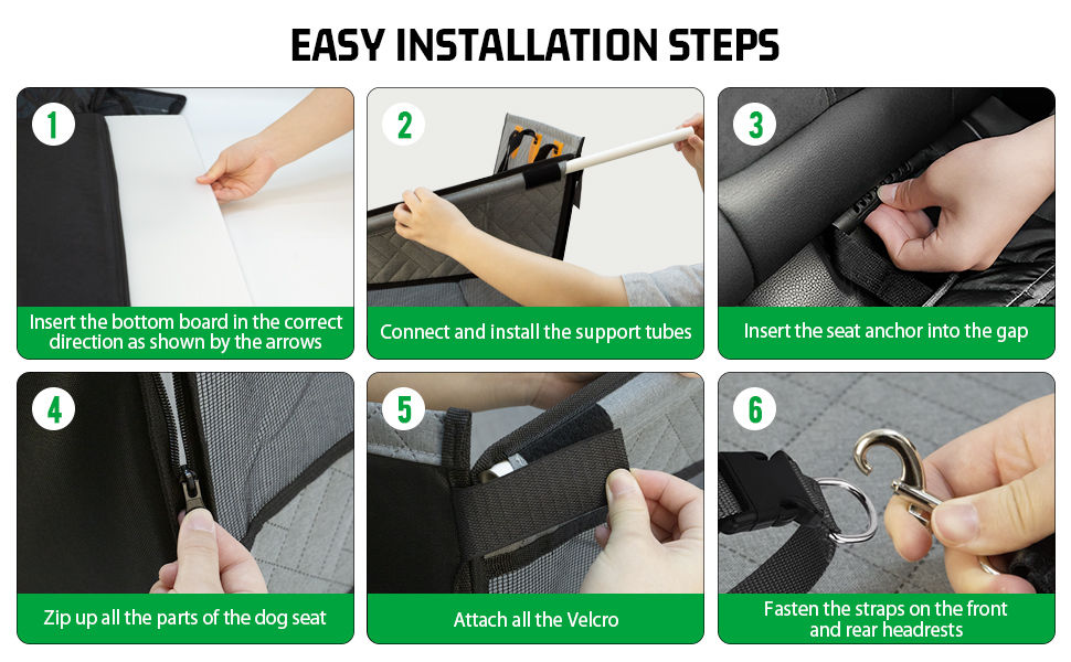 Надійний автокрісло для собак, посилене автокрісло для середніх та великих собак, водонепроникне, неслизьке, з захистом від подряпин, з 3 ременями кріплення