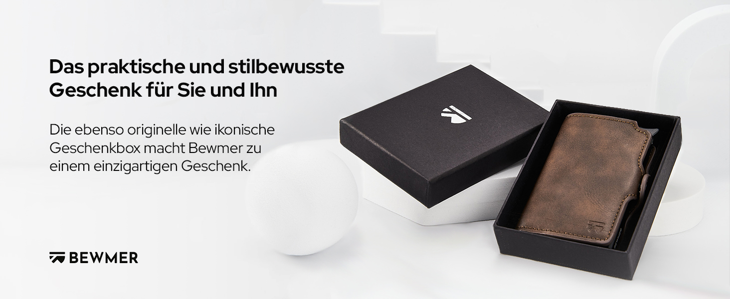 BEWMER Преміум картхолдер для кредитних карток | Смарт-портмоне для жінок та чоловіків з RFID захистом від копіювання | Шкіряне картхолдер-гаманець сірого кольору