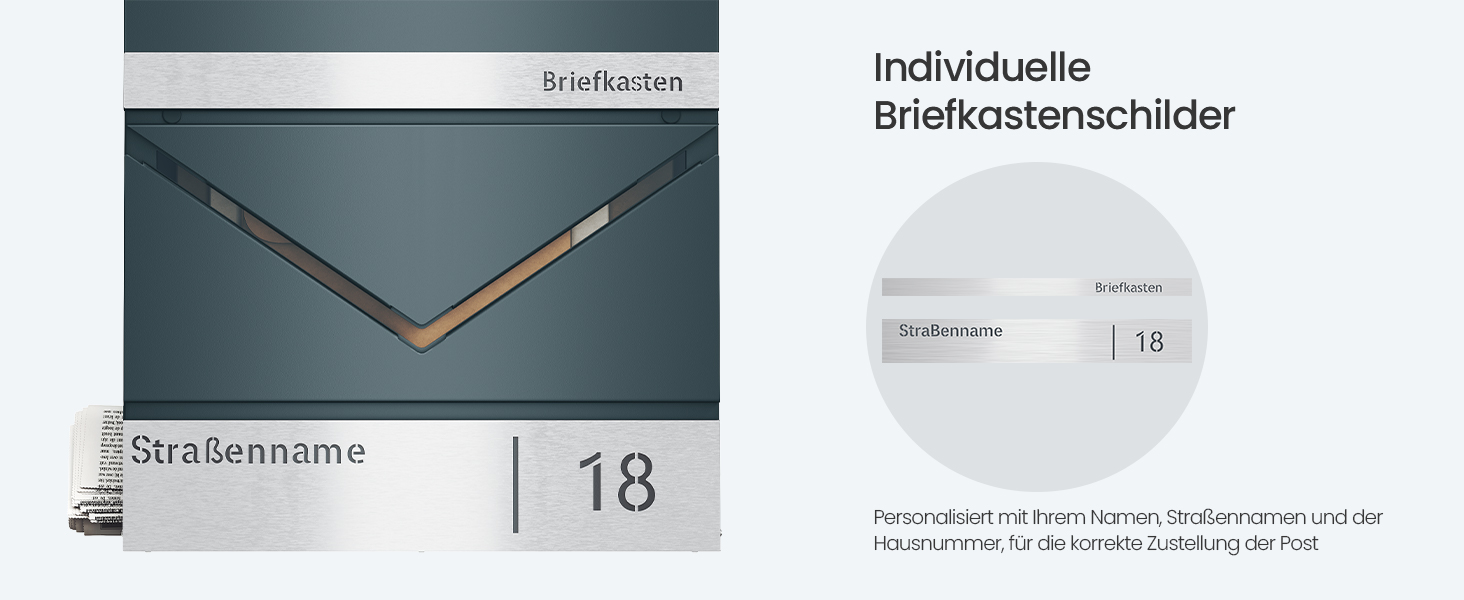 Поштовий ящик SONGMICS з лазерним гравіюванням, антрацит-срібний (GMB081G01) | Персоналізований, з відділенням для газет, V-подібним замком