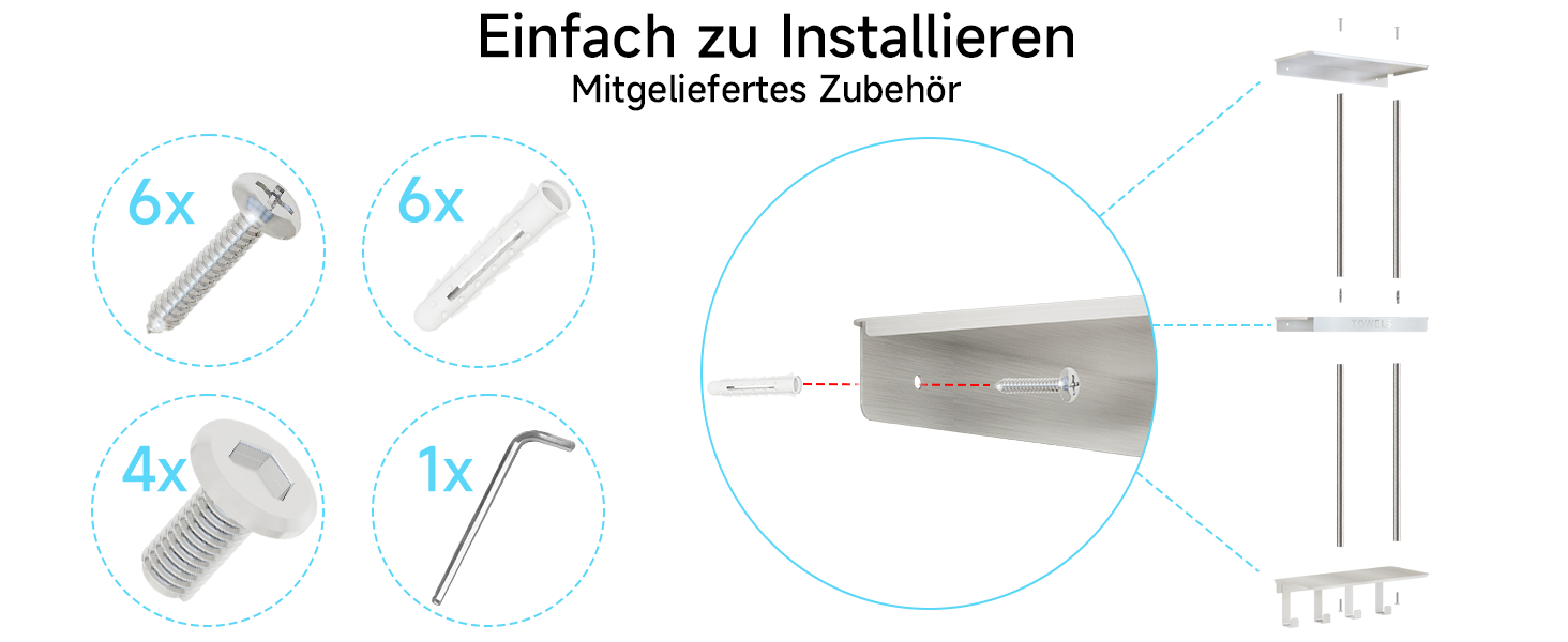 Трирівнева підставка для рушників з металевою полицею та 4 гачками, 86 см, срібна | Підставка для рушників для ванної кімнати