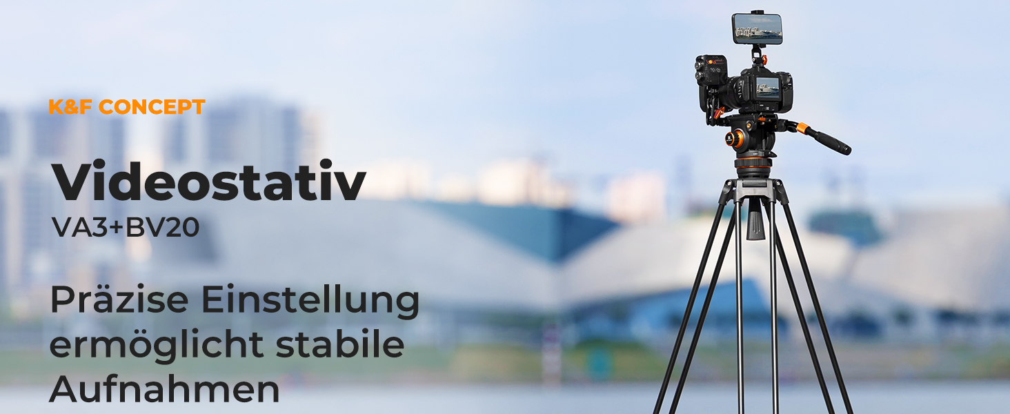 Штатив для камери K&F CONCEPT VA3+BV20: відео штатив з поворотним кріпленням, 184 см, для DSLR, відеокамер