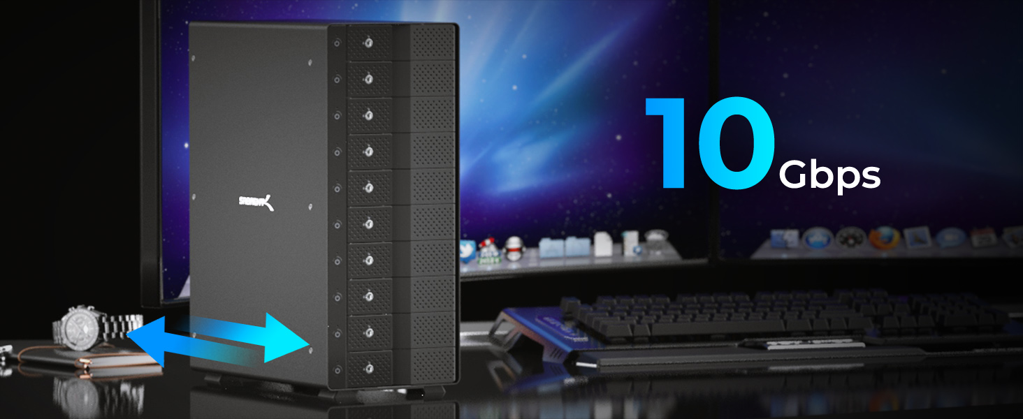 SABRENT Док-станція для жорстких дисків на 2 відсіки USB A - 2.5/3.5 дюймів SATA SSD/HDD, 5Gbps, підтримка до 10TB, функція офлайн-клонування (EC-HD2B)