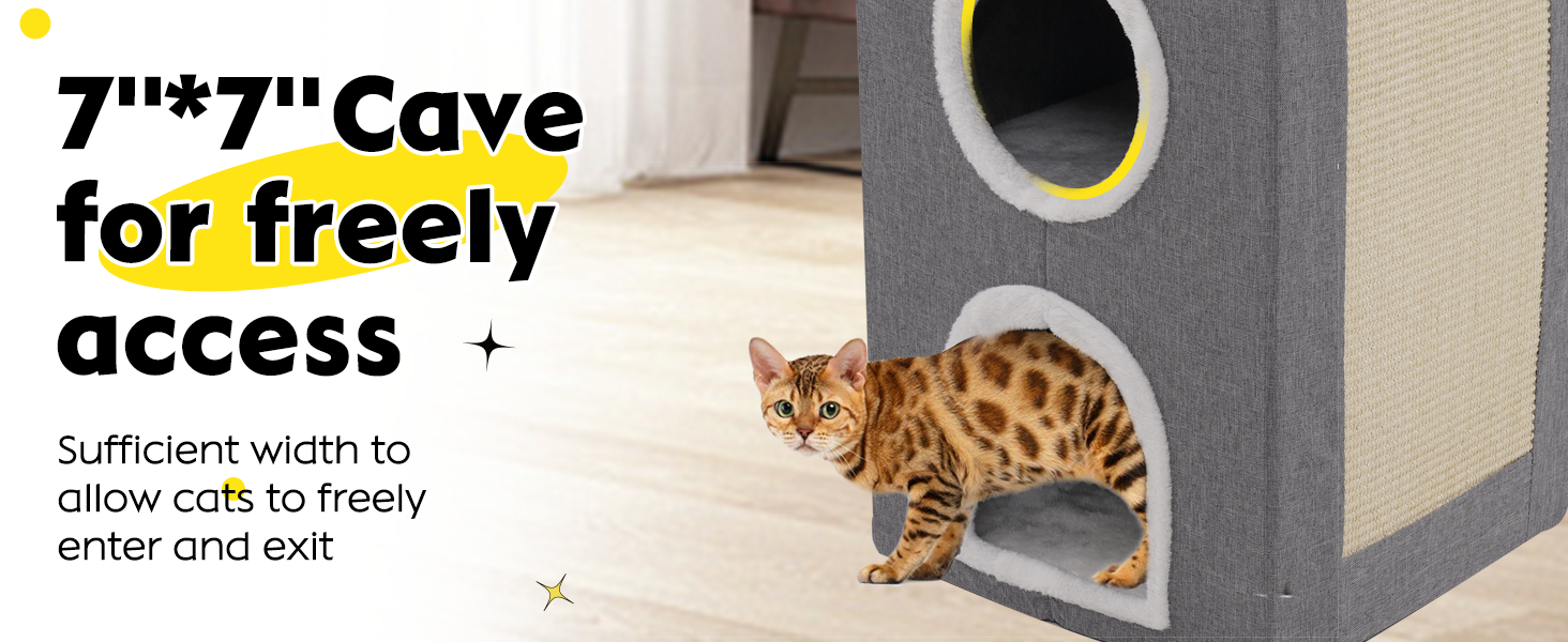 Сірий кубічний будиночок-печера для котів, 3-ярусний, великий, для дому, для маленьких та середніх котів