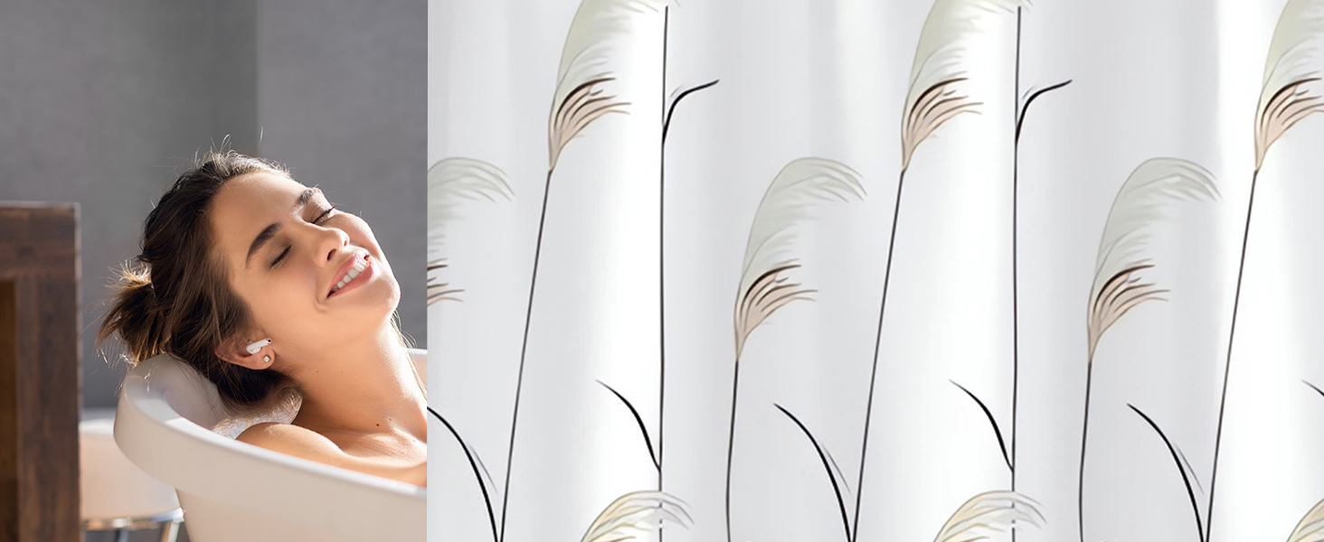 Штора для душу Weizenohr 180x200 см, з утяжеленим краєм, антигрибкова, водовідштовхувальна, поліестер, з кільцями (1 шт)