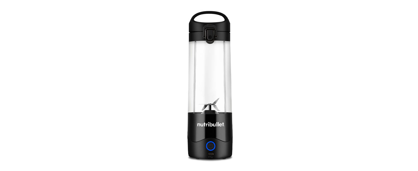 Портативний блендер Nutribullet Portable Smoothie Maker, бездротовий міні-міксер для смузі та коктейлів, 475 мл, BPA-free, чорний, NBP003B