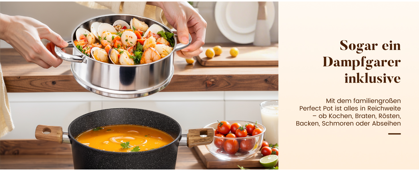 Набір посуду Kitchen Academy для індукційних плит, гранітне покриття, 30 предметів, чорний