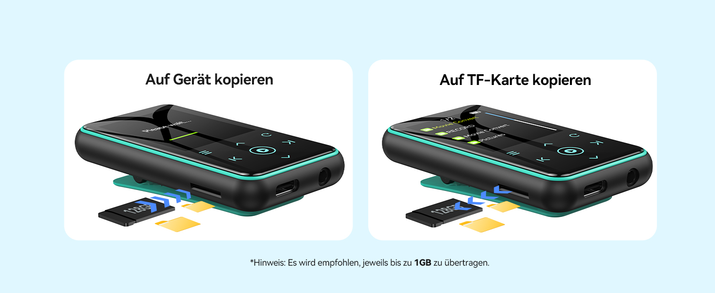 MP3 плеєр AGPTEK 64GB Bluetooth 5.3 з кліпсою для спорту, 1.8