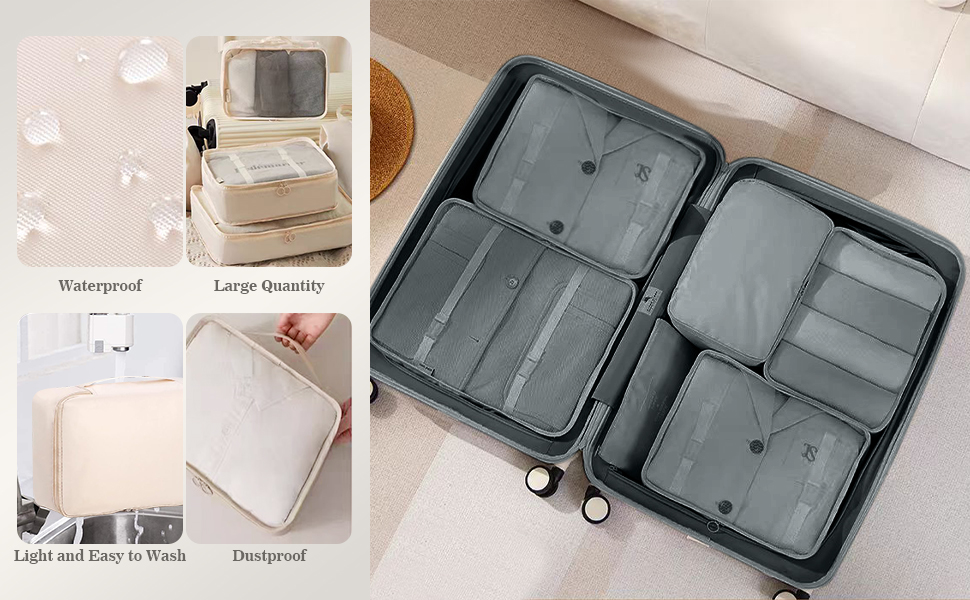Органайзери для подорожей GIBOHOM: Набір з 15 штук, водонепроникні, сірі