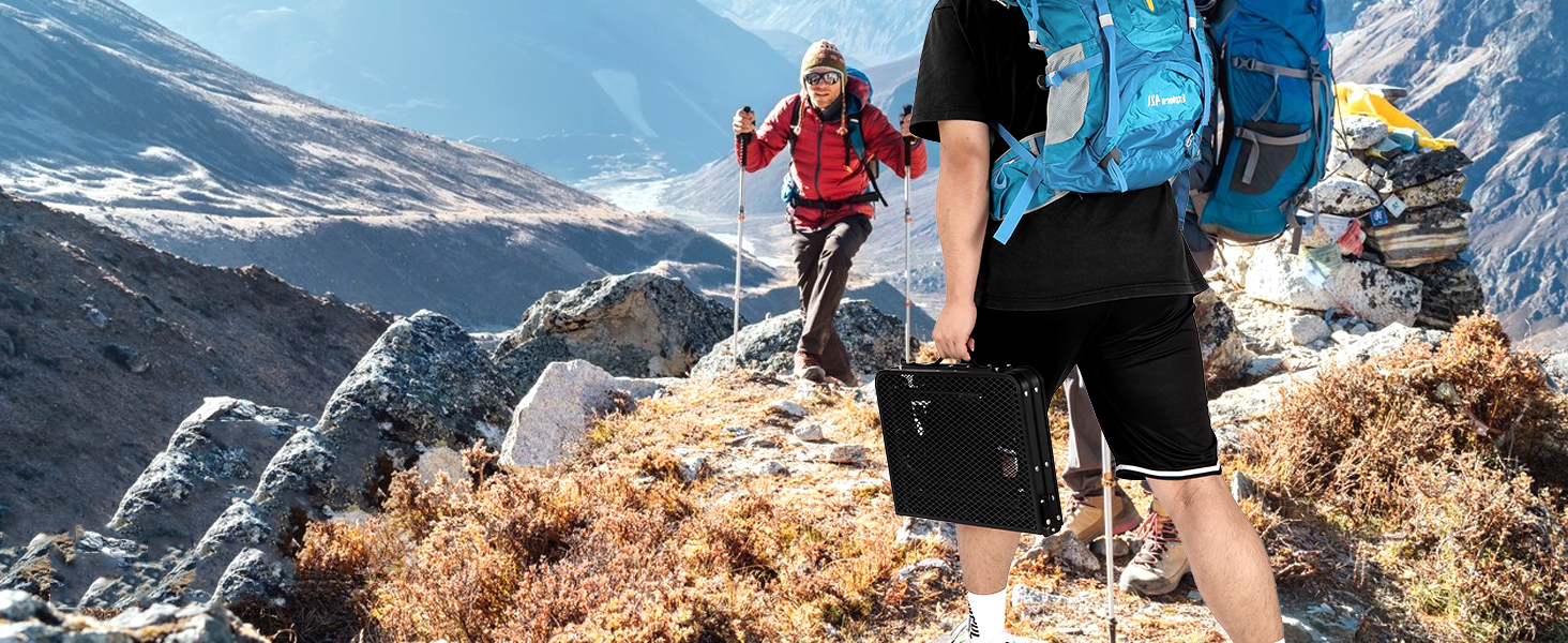 Складний стіл для кемпінгу REDCAMP 60x40 см для пікніка, BBQ, приготування їжі - легкий, алюмінієвий, з регульованими ніжками, чорний