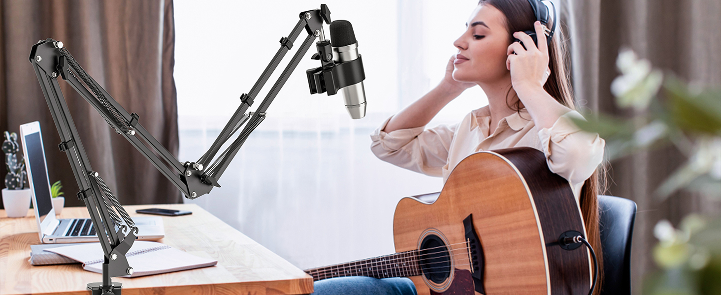 Кріплення для мікрофона на шарнірі, настільний тримач з клямкою, сумісний з 3/8' та 5/8' гвинтами, ідеально підходить для TikTok Live-трансляцій та співу
