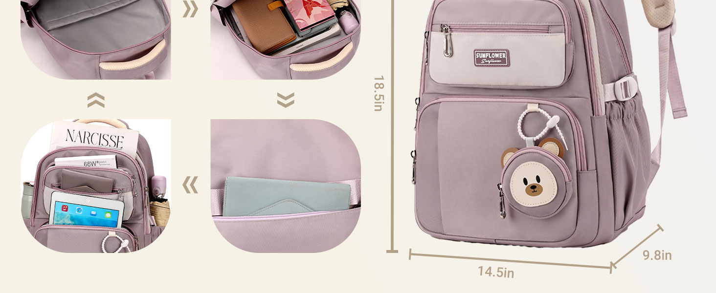 Шкільний рюкзак для підлітків (дівчаток та хлопців) - водонепроникний, великий, для школи, подорожей, повсякденного використання. Колір: фіолетовий