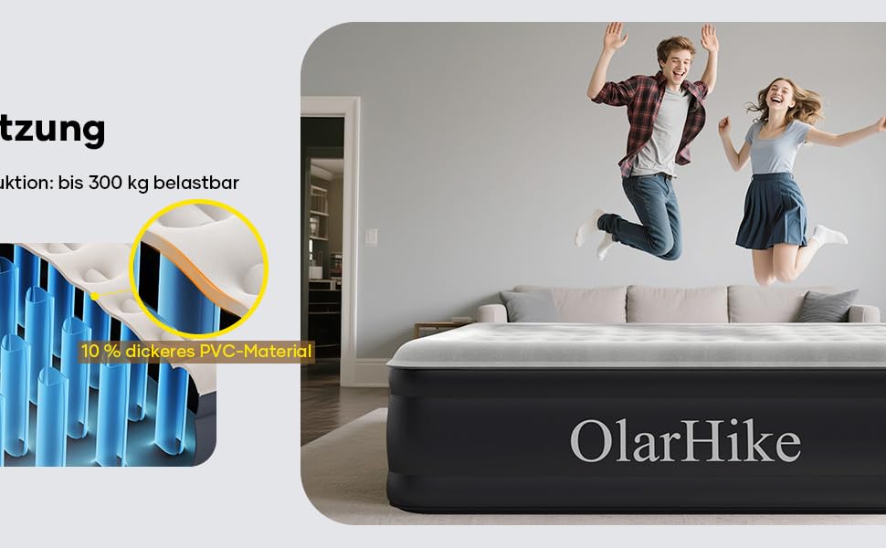 Надувний матрац OlarHike для кемпінгу та дому - 200 x 140 x 46 см (2 особи)