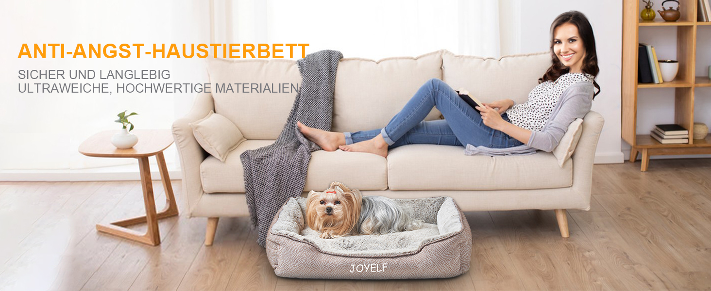 Крісло-лежанка для собак та котів Joyelf, миюче, заспокійливе, антистрес, 58x48 см, колір кава