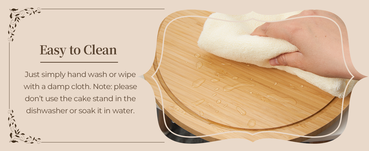 Підставка для тортів Ohuhu з бамбука 2-в-1 з кришкою, обертова тарка для тортів з 3 знімними ніжками та акриловою кришкою для випічки, декорування та святкування, чудовий подарунок для жінок