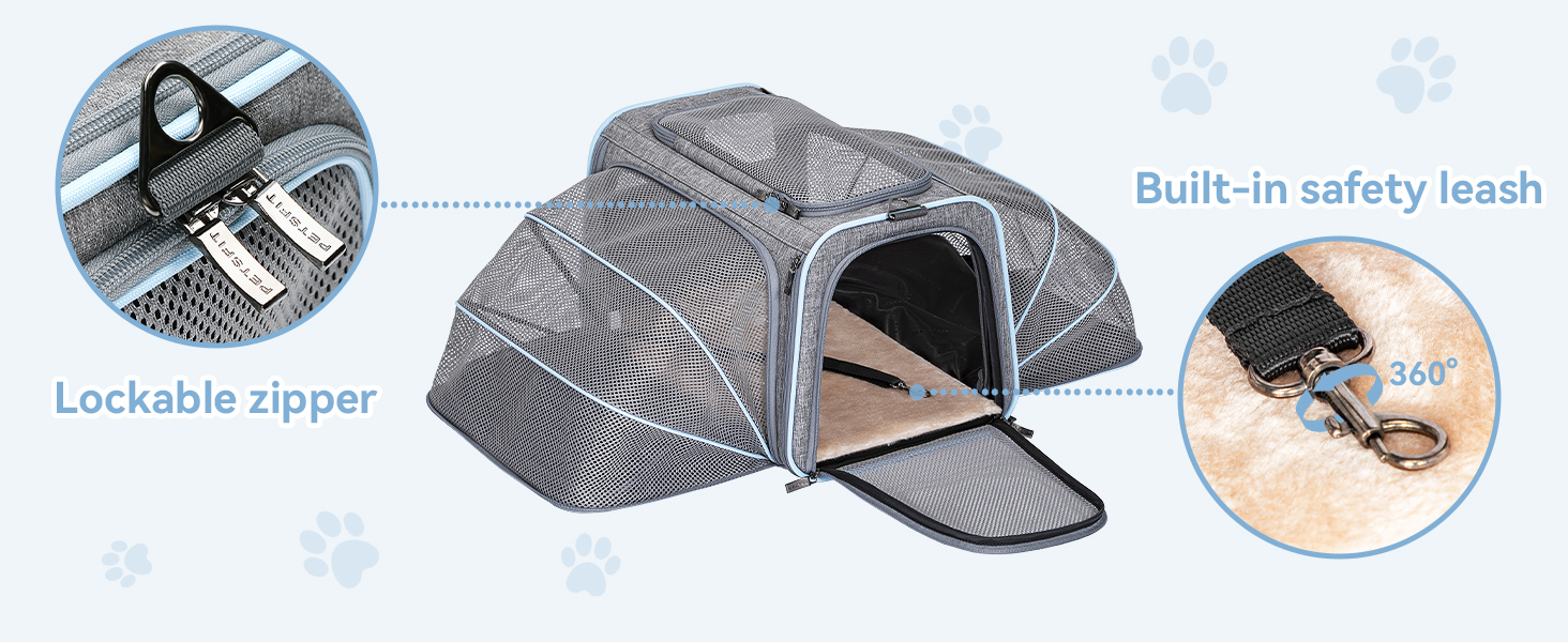 Транспортна переноска для кота/собаки Petsfit - складана переноска для авто, сіра, M