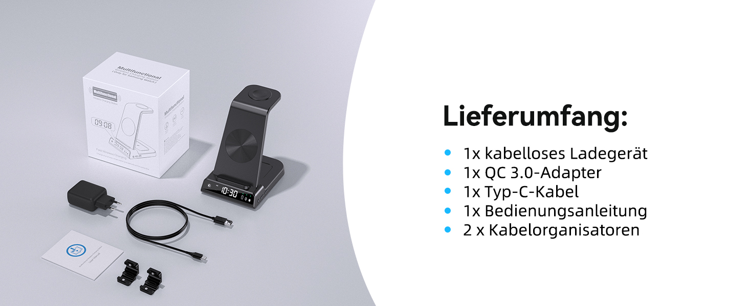 Бездротовий зарядний пристрій 3-в-1 для Samsung Galaxy S25 Ultra, Watch 8/7/Ultra, Buds, чорний