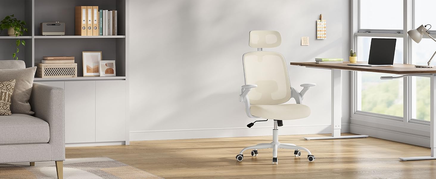 Крісло офісне WOLTU ергономічне з регульованою підголовником та підтримкою попереку, функцією гойдання, для офісу, витримує 150 кг (Блакитне)