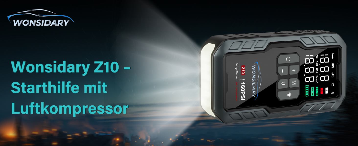 Powerbank для авто 27000 mAh з компресором 160 PSI, 12V, 8.0L, LED-ліхтарик, для бензинових та дизельних двигунів