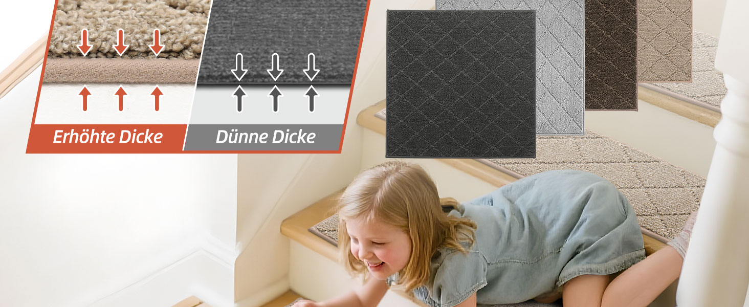 Ковзаючі килимки на сходи COSY HOMEER, 15 шт., 70 x 22 см, антиковзаючі, самоклеючі, машинне прання, 100% поліестер, TPE-підкладка, для дітей, літніх людей та домашніх тварин, сірий та білий