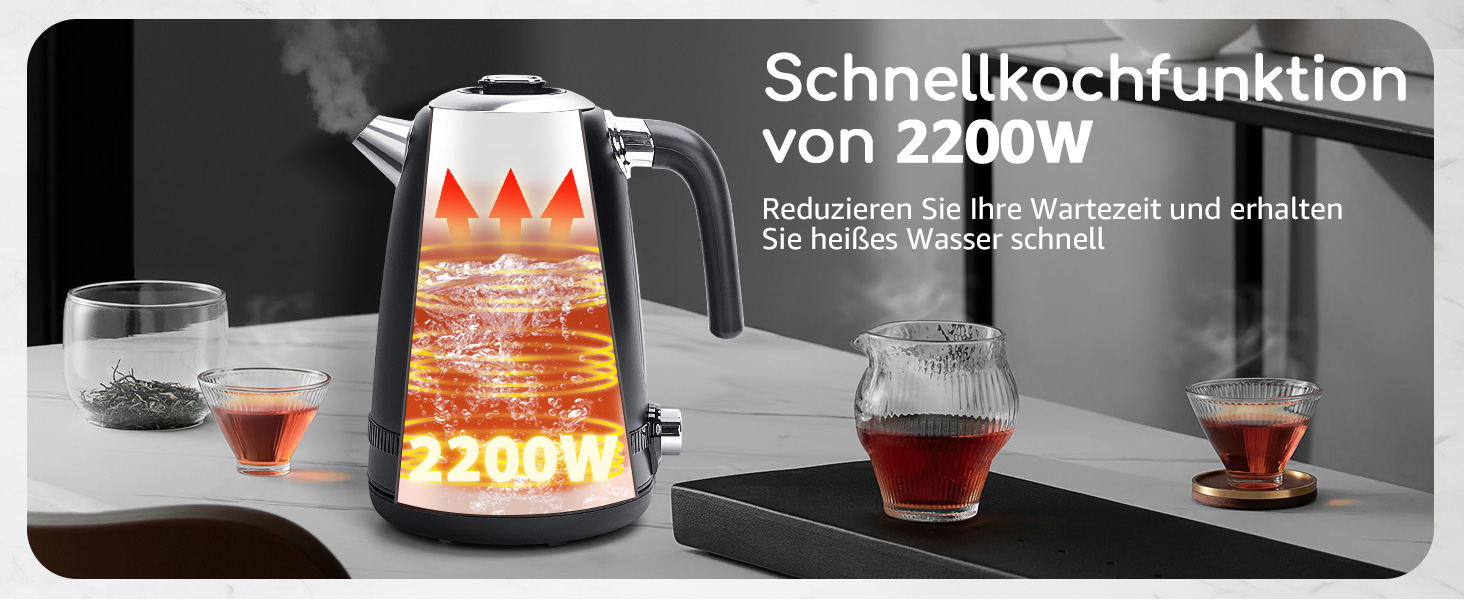 Електричний чайник Aigostar з регулюванням температури 1,7 л, ретро-дизайн, чорний матовий, цифровий дисплей, функція підтримання тепла, без пластику всередині, BPA-free