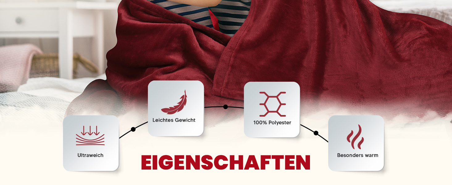 Плед Utopia Bedding: м'який флісовий плед, теплий зимовий плед для ліжка, дивана та крісла (Бургунді, 200x150 см)