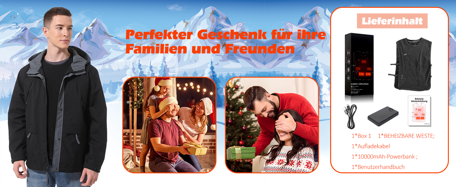 Обогревна жилетка для чоловіків та жінок з Powerbank, USB-живлення, 3 температурні режими, 5 зон обігріву, для активного відпочинку та зими