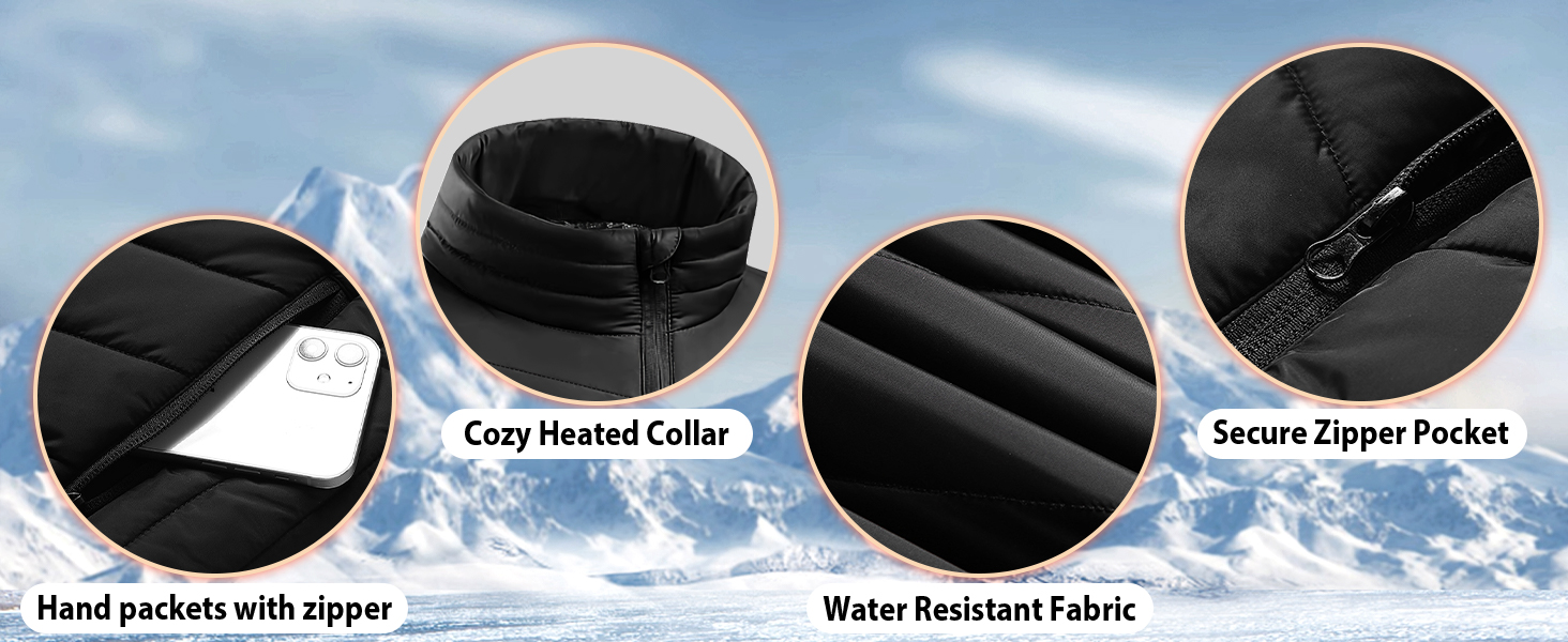 Електрична гріюча жилетка з акумулятором 27000mAh, 7.4V, 17 зон, 3 режими температури, для чоловіків та жінок, чорна