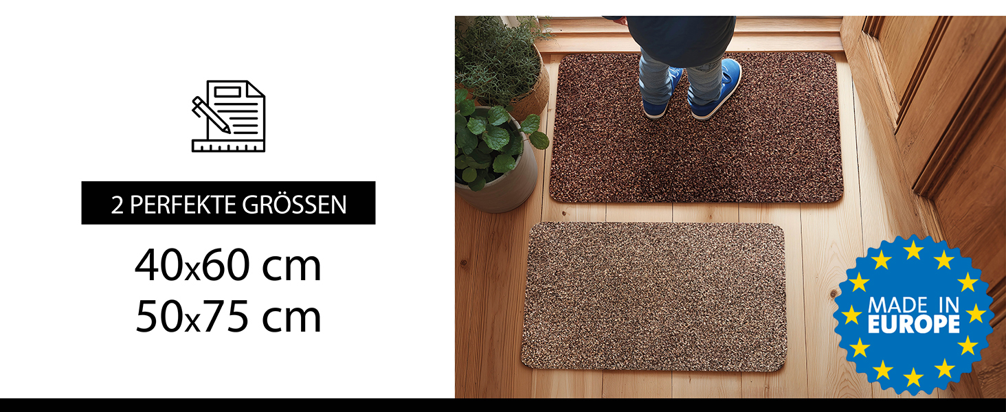 Килимок для підлоги DOMOPRIMA з мікрофібри, миючий, неслизький, надзвичайно поглинаючий та плоский – антибактеріальний, для внутрішнього та зовнішнього використання (Антрацит, 60x40 см)