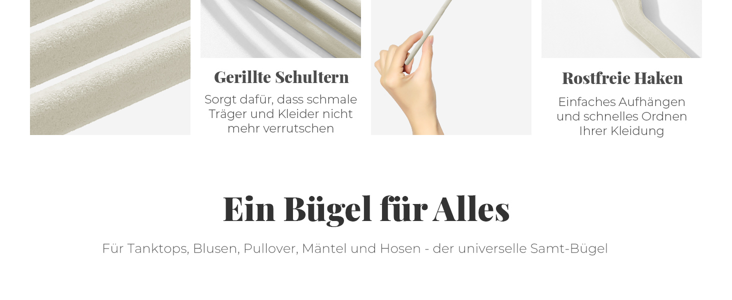Плечики для одягу з велюру, 20 шт. - Плечики для економії місця, нековзні, міцні, 360° обертання - для сорочок, костюмів, светрів, штанів