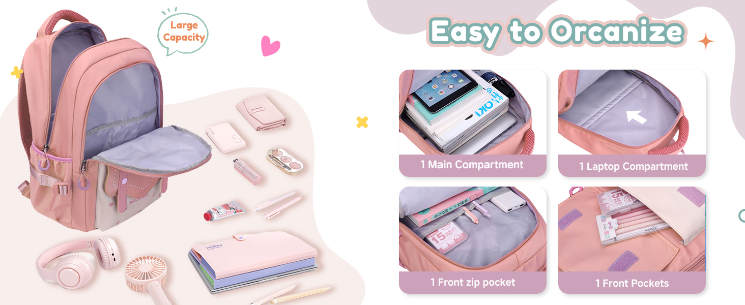Шкільний рюкзак для дівчаток-підлітків, 2025, великий, для гімназії, старшої школи, 30L, фіолетовий