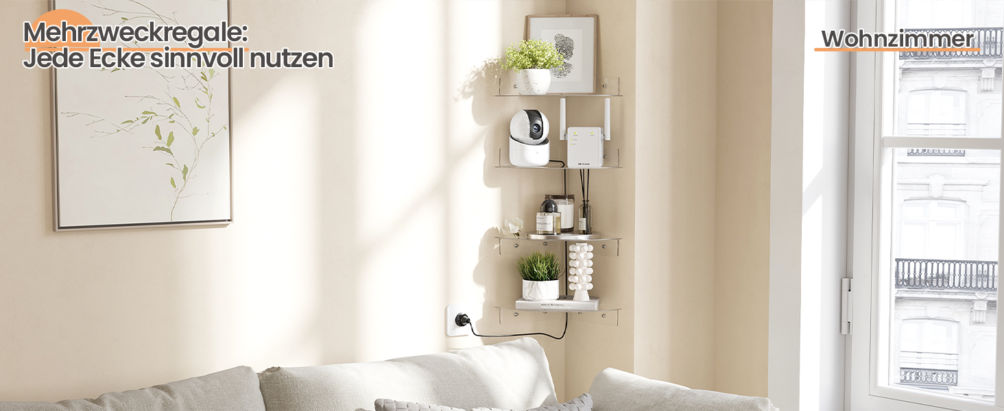 Настінні полиці Upsimples, 4 шт., білі, без свердління, 38x10 см, для ванної, спальні та кухні