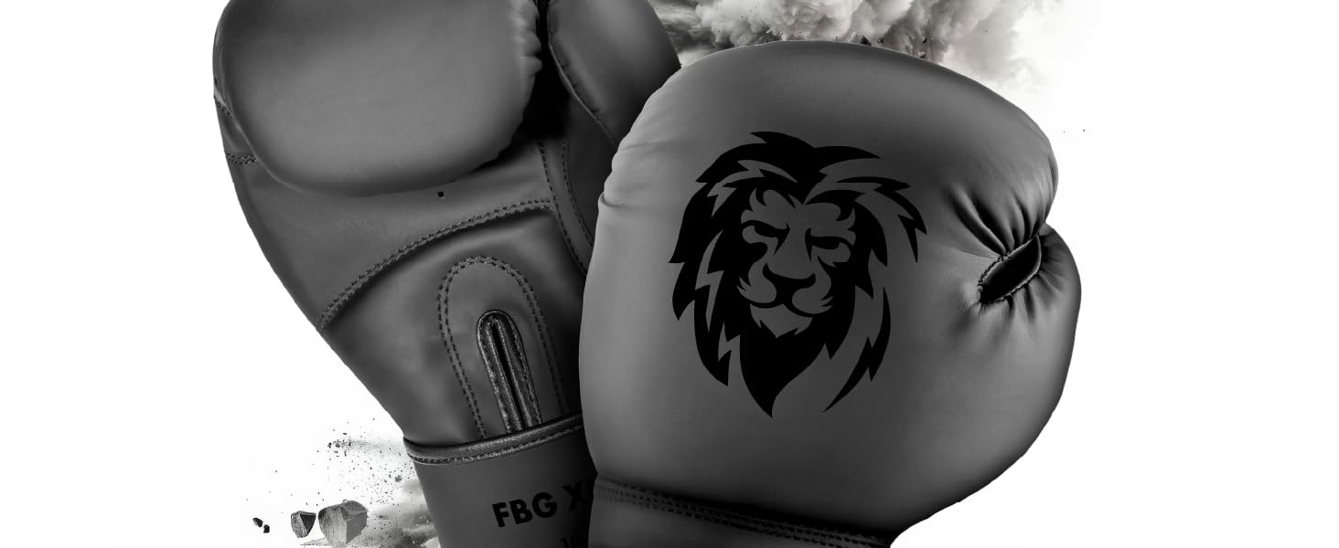Боксерські рукавички FIGHTR® - Максимальний захист та стабільність | Для боксу, ММА, муай-тай та кікбоксингу | Розміри 8-16 oz, з сумкою 12 oz All Black