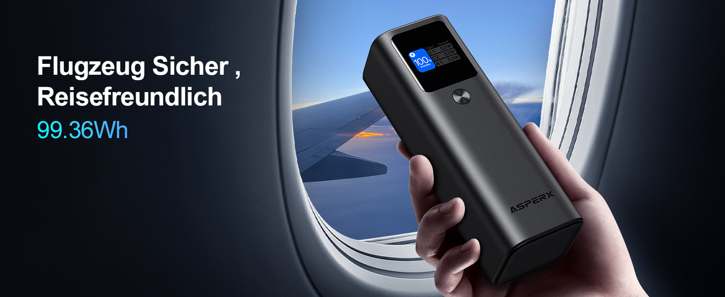 Power Bank AsperX 20000mAh, 165W, USB-C Кабель, для MacBook, Dell, HP, Lenovo, iPad, iPhone, Galaxy