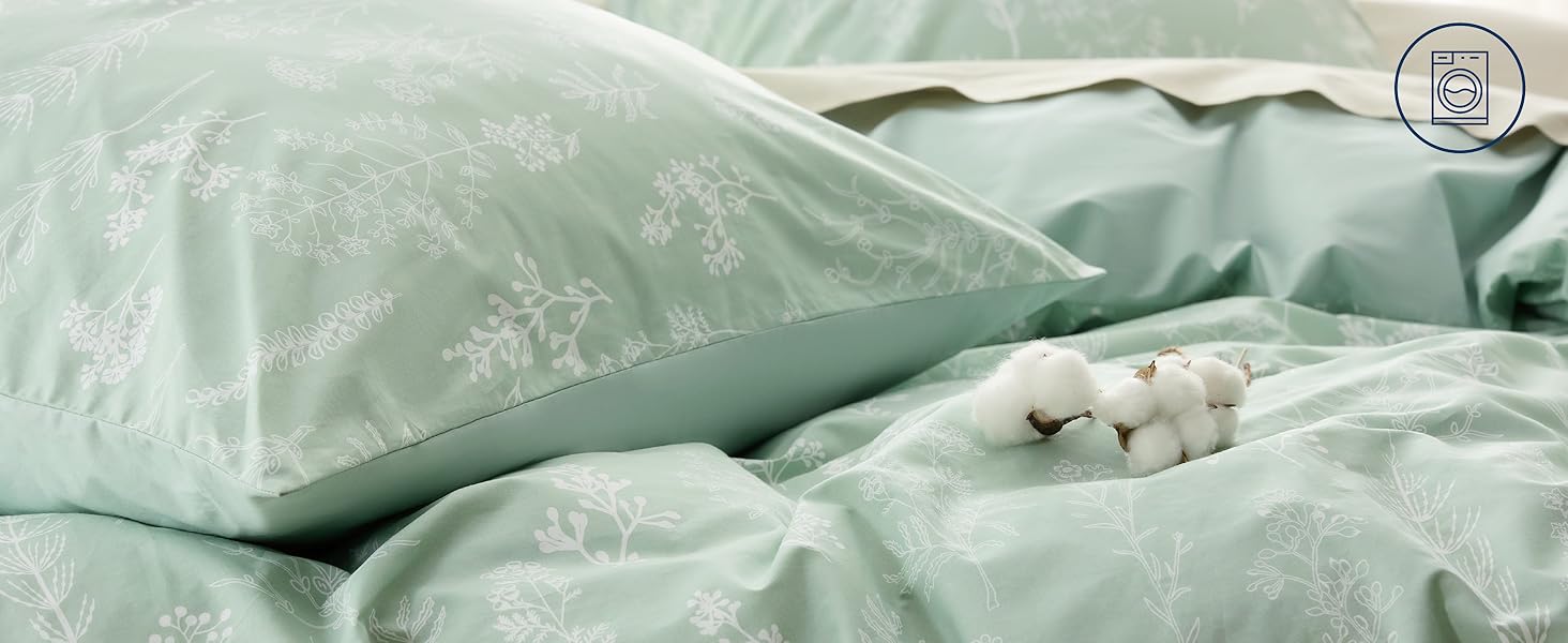 BEDSURE Комплект постільної білизни 135x200, бавовна, 4-х частинний - сірий, з крізь-застібкою, з двома наволочками 80x80 см, з малюнком гілок, сертифікат ÖKO-TEX