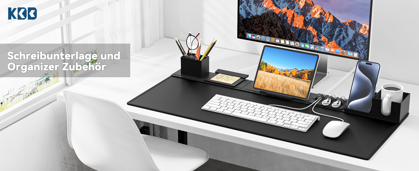 Килимок на стіл KDD 6-в-1 XXL для роботи та ігор, з органайзером, 80x35.5 см, чорний