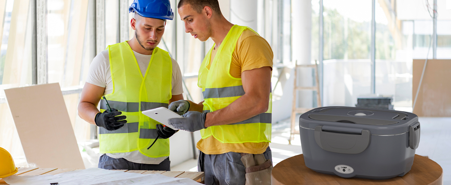 Електрична ланчбокс Carsolt 80W 1,5L з 3 функціями (нагрівання, термобокс, ланчбокс) для авто, офісу та дому. Висока якість, сірий колір, 12V/24V/230V, знімний контейнер. Безпечна від протікання.