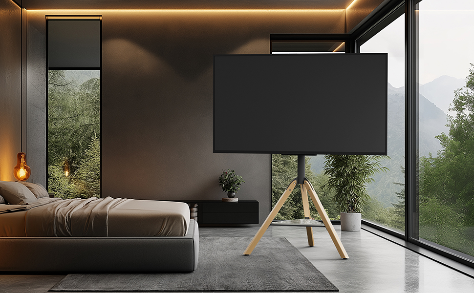 Підставка для телевізора Vanconwey Boden-TV-Ständer для LED/LCD екранів 40-75 дюймів, кутова, поворотна, з полицею з синтетичного каменю, VESA 600x400mm, до 40 кг