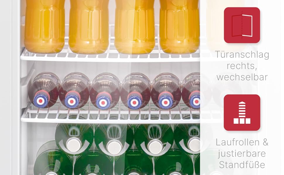 Холодильник для напоїв Bomann® KSG 7289 з скляними дверцятами, 245 л, 5 полиць, автоматична розморожування, регулювання температури, білий (Модель 2024)