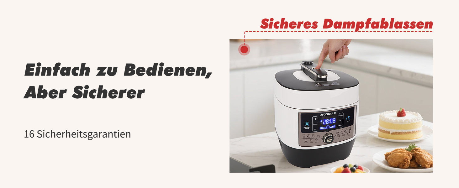 Мультиварка Aigostar Panda 5.5л, 7-в-1, 14 програм, LED-дисплей, 1000W, антипригарне покриття