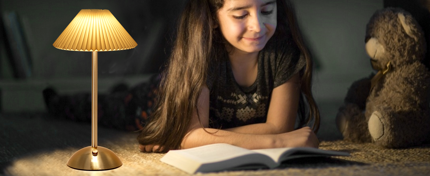 Світлодіодна настільна лампа Starnearby бездротова, з сенсорним димером, акумуляторна, 3 режими світла, вінтажний дизайн, металева, для спальні, офісу, тумбочки (Бежева + Коричнева основа)