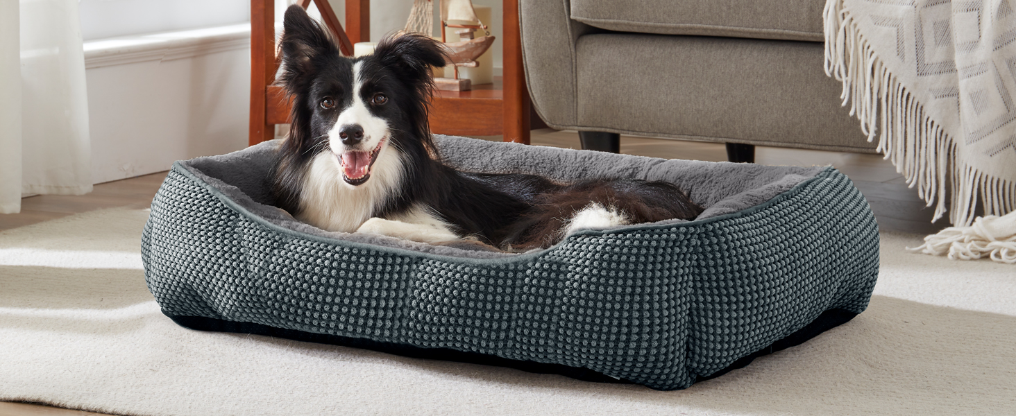 Крісло-лежанка для собак середніх порід FURTIME, м'яке, з антиковзким покриттям, для собак та котів, 76x61x23 см, темно-синій