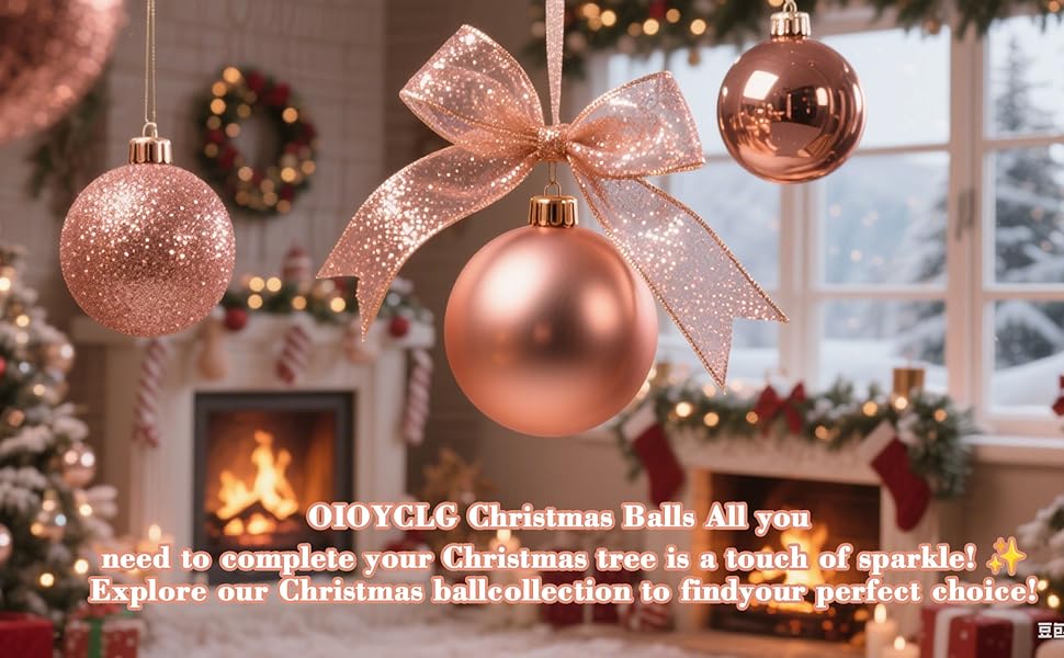 Набір прикрас на ялинку 101 шт. Пластикові кулі, рожеве золото, матові, блискучі, з шишками та стрічками для декору ялинки, святкування, дому