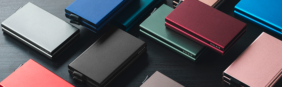 Металеве картхолдер VULKIT з RFID NFC захистом для чоловіків. Двошаровий картхолдер на 10 карт, з карбоновим волокном.