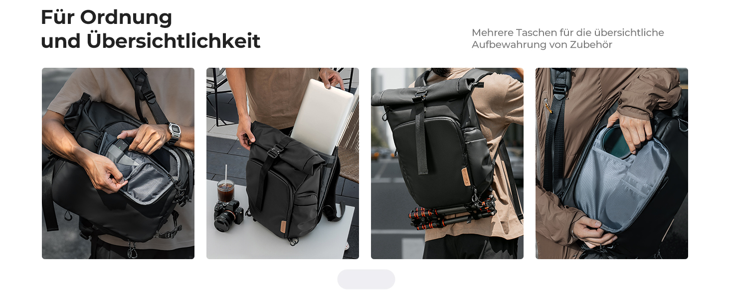 Рюкзак для камери K&F CONCEPT, водонепроникний, великий, з розширеним об'ємом, відділення для ноутбука 15.6 дюймів, для DSLR/SLR камер