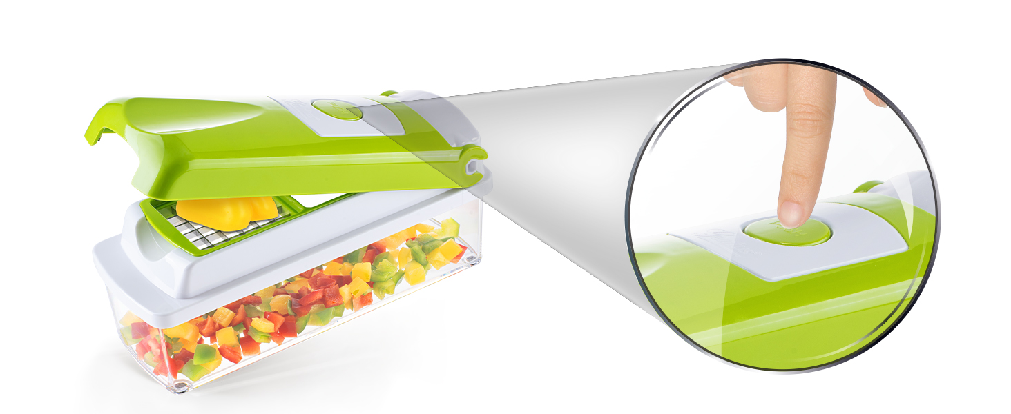 Набір Genius Nicer Dicer Smart 6-елементів: овочерізалка для кубиків, стрічок, скибочок, соломки та чвертей. Зручний подрібнювач цибулі з телевізійної реклами Kiwi.