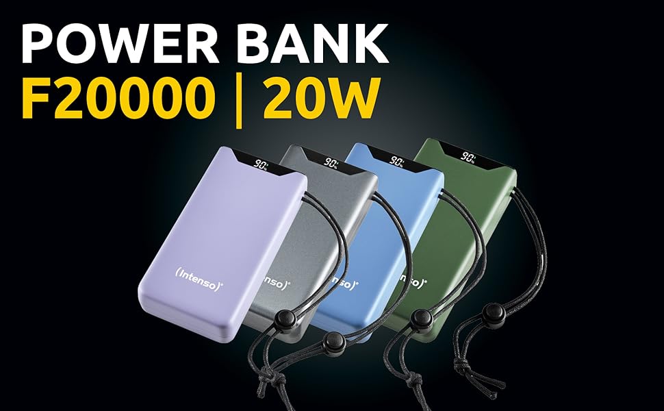 Powerbank Intenso F10000: 10000mAh, USB-C, USB-A, Швидка зарядка (PD 20W, QC 18W), Жовтий